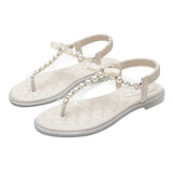 Women Fashion Pearl Belt Cool Slippers