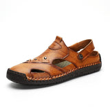 Men Summer Genuine Leather Beach Sandals Slippers