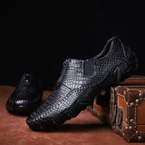 Men's Loafers & Slip-Ons Business Crocodile Pattern Breathable British Leather Shoes