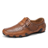 Men's Loafers & Slip-Ons Hollowed Breathable Driving British Casual Leather