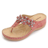 Women Flowers Thong Thick Sole Sandals