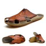 Men'S Retro Genuine Leather Slippers