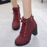 Women's New Fashion High Heeled Thick Heeled Casual Martin Boots