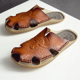 Men'S Retro Genuine Leather Slippers