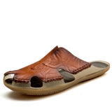 Men'S Retro Genuine Leather Slippers