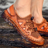 Men's Rubber Toe Cap Mesh Splicing Slippers Outdoor Water Sandals