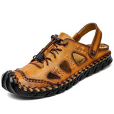 Men's Leather Sandals Summer Breathable Beach Shoes