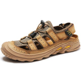 Men's Outdoor Leather Mesh Beach Sandals