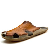 Men'S Retro Genuine Leather Slippers