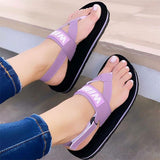 Women's Comfy Color Block Casual Platform Flip Flops