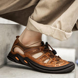 Men's Outdoor Beach Mesh Breathable Leather Sandals