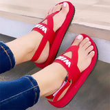 Women's Comfy Color Block Casual Platform Flip Flops