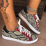 Snakeskin Star Design Lace-Up Sneakers