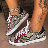 Snakeskin Star Design Lace-Up Sneakers