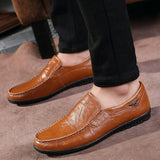 Men's Loafers & Slip-Ons British Daily  Leather Breathable Non-slipping Wear Proof Outdoor Walking Shoes