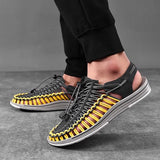 Men's Sandals Beach Roman Shoes Daily Outdoor Knit Breathable Handmade Wear Proof  Spring Summer