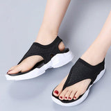 Women Comfortable Fly Knitted Fabric Flip Flops Flat Thick Sole Sandals