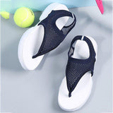 Women Comfortable Fly Knitted Fabric Flip Flops Flat Thick Sole Sandals