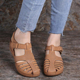 Women Hollow Out Breathable Wedges Thick Sole Buckle Sandals