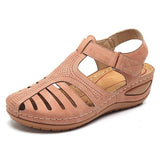 Women Hollow Out Breathable Wedges Thick Sole Buckle Sandals