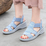 Women Comfortable Outdoot Open Toe Elastic Band Sports Wedge Sandals