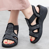 Women Comfortable Outdoot Open Toe Elastic Band Sports Wedge Sandals