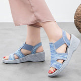 Women Comfortable Outdoot Open Toe Elastic Band Sports Wedge Sandals