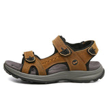 Men Comfy Cowhide Leather Opened Toe Hook Loop Outdoor Sport Sandals