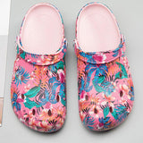 Women Casual Summer Flowers Pattern Comfortable Closed Toe Beach Sandals