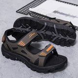 Men's Casual Striped Letter Pattern Denim Fabric Outdoor Sandals