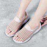 Women Summer Knitted Fabric Open Toe Sandals