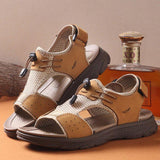 Men's Casual Leather Sandals Soft-soled Beach Shoes