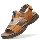 Men's Casual Leather Sandals Soft-soled Beach Shoes