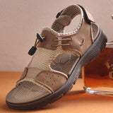 Men's Casual Leather Sandals Soft-soled Beach Shoes