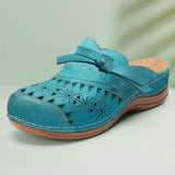 Women Tie Lace-up Closed Toe Comfortable Slip On Solid Color Wedge Sandals