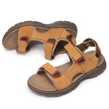 Men Comfortable Lightweight Leather Sandals Hook Loop Outdoor Shoes