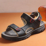 Men Comfortable Lightweight Leather Sandals Hook Loop Outdoor Shoes