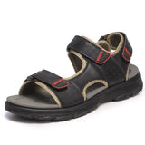 Men Comfortable Lightweight Leather Sandals Hook Loop Outdoor Shoes